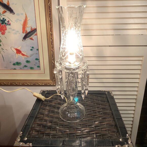 Other - Vintage Crystal Electric Hurricane Cut Crystal Glass Teardrop Table